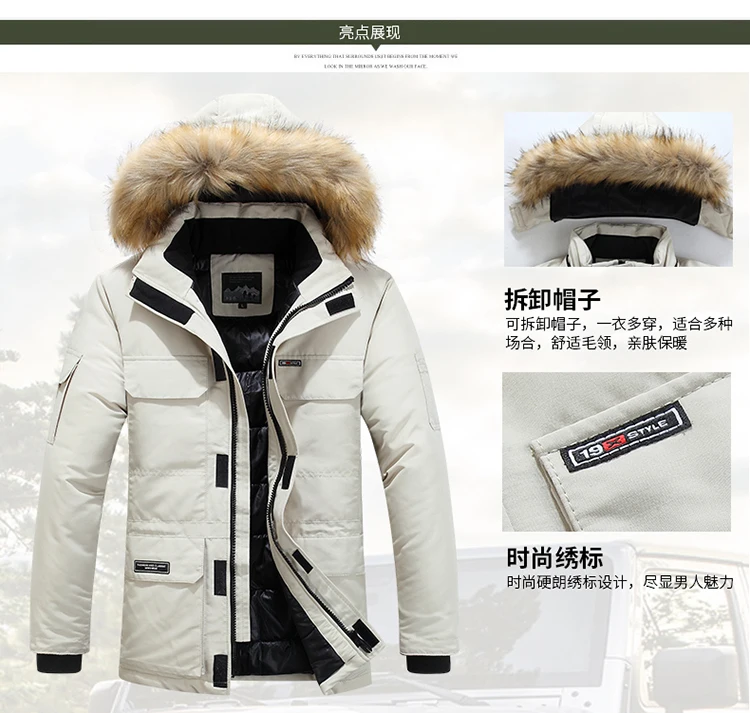 High-quality Winter New Model Solid-color Detachable Hat Warm and Cozy Cotton Coat with a Fur Collar for Men Outerwear