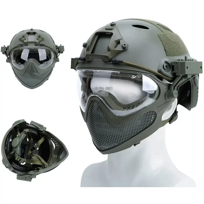 Paintball Tactical Helmet Game Cs Airsoft Full Covered Breathable Steel Mesh Helmets Hunting Shooting  Equipment