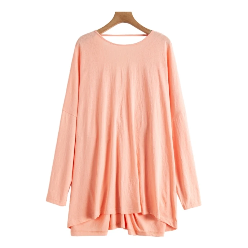 Locker sitzendes Bal-T-Shirt mit Knoten-Design, lässiges SLE-Baumwoll-Polyester-Mischung, langes, rundes, mittellanges Damen-Top von Sve