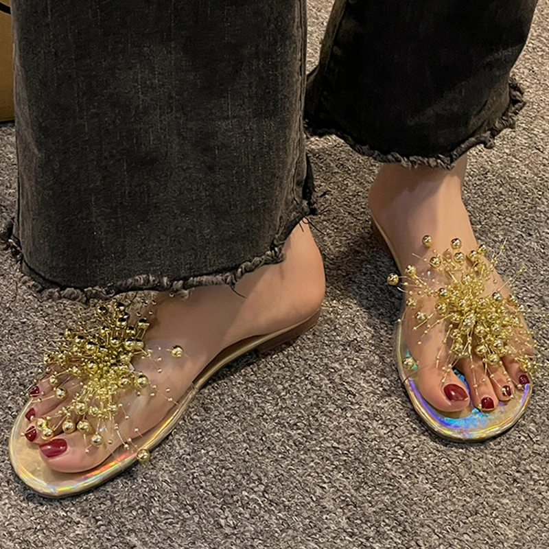 Sandalias de diseño único para mujer, chanclas antideslizantes para exteriores, zapatos informales para interiores, moda de verano