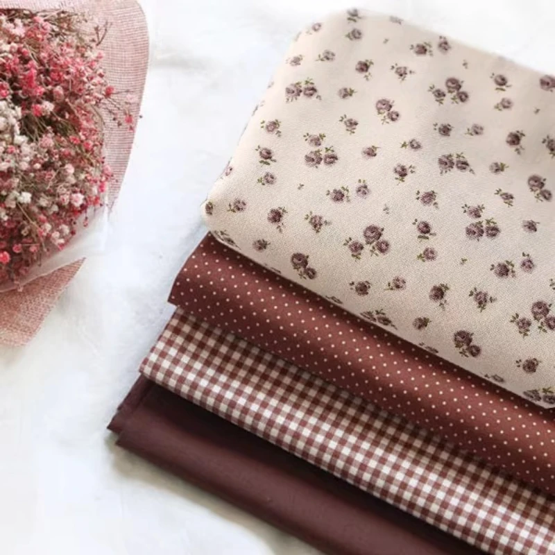 Floral Yarn Dyed Plaid Cotton Linen Fabric Vintage Soft for Shirt Women Dress DIY Tablecloth Pillow Bedding Fabric for Sewing