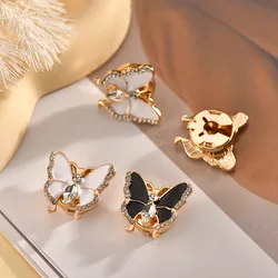 Luxury 3D Butterfly Rhinestone Cufflinks For Womens Cuff Pins Cross-Border Design Brass Buttons Covers Jewelry Accessories