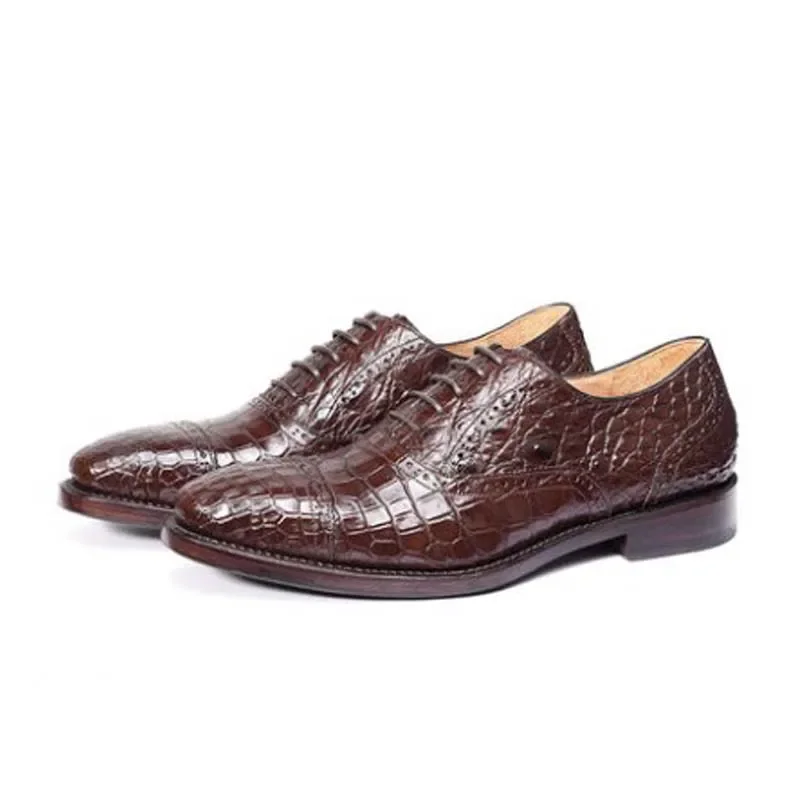 OULUOER-Chaussures en cuir de crocodile pour hommes, décontractées, business, manuel, motif sculpté, design