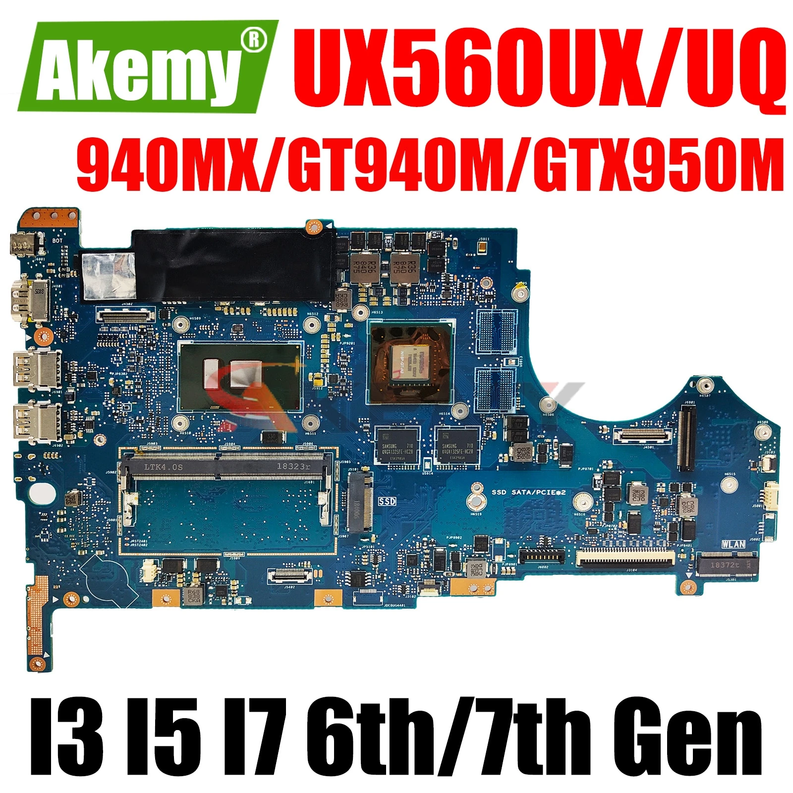 

Материнская плата AKEMY UX560UX для ноутбука ASUS Q534UQ UX560UQK UX560UXK UX560UQ материнская плата для ноутбука 8 Гб RAM i3 i5 i7 6th/7th Gen V2G