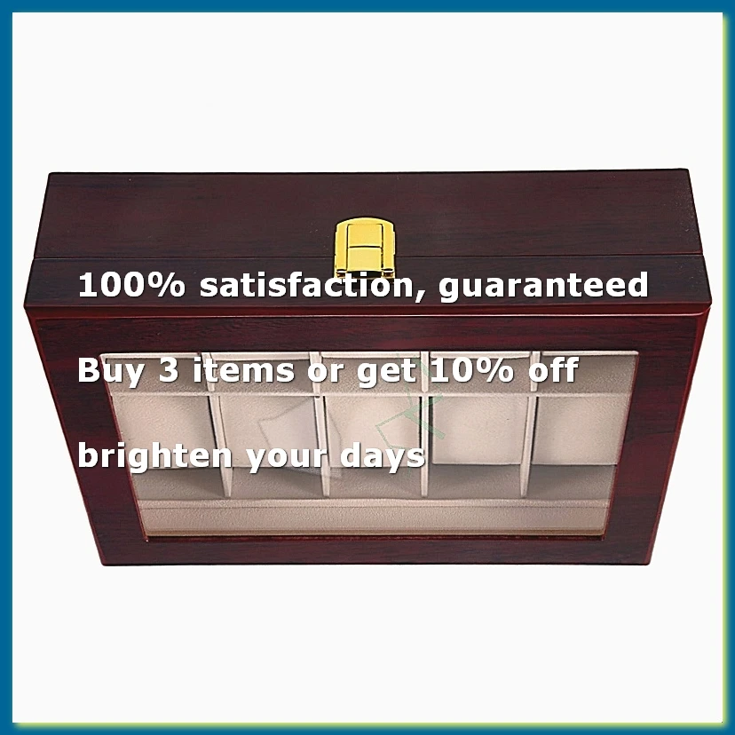 Luxury Wooden Watch Box Watch Holder Box for Watches Men Glass Top Jewelry Organizer Box 10 Grids Watch Organizer