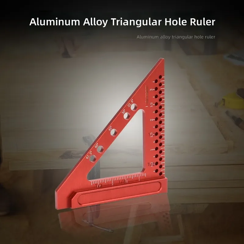 Aluminum Alloy Triangular Hole Scribing Ruler High Precision Angle Square Line Drawing Device Woodworking Tools