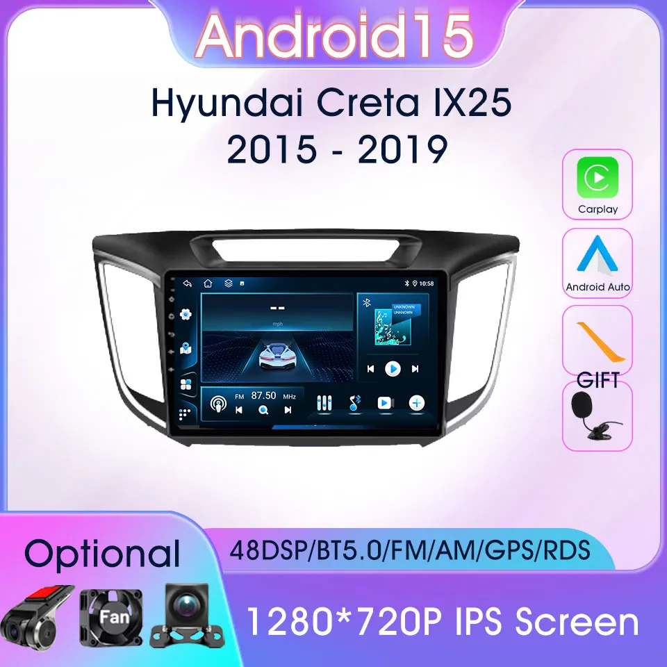 

For Hyundai Creta IX25 2015 - 2019 Car Stereo Radio Bluetooth Navigation GPS Radios Carplay Android Auto Car Intelligent Systems