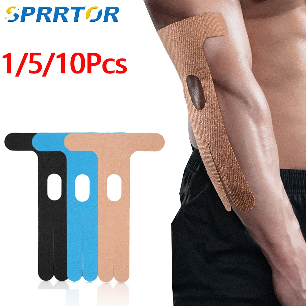 1/5/10PC Precut Elbow Tape,Discomfort Relieve Elastic Elbow Kinesiology Tape Adhesion Muscle Support Sweatproof for Sports