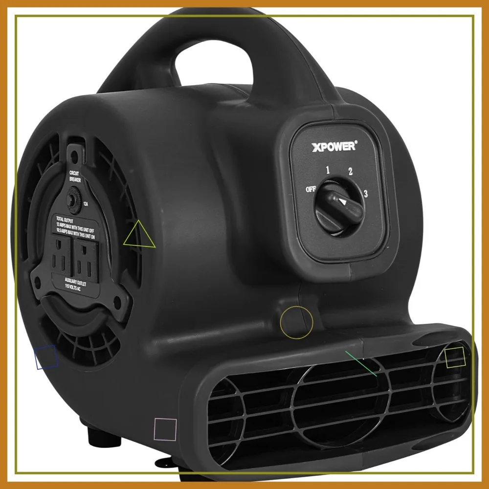 

138W 600CFM Centrifugal Air Mover, Carpet Dryer, Floor Fan, Stackable, Daisy Chain for Water Damage Restoration