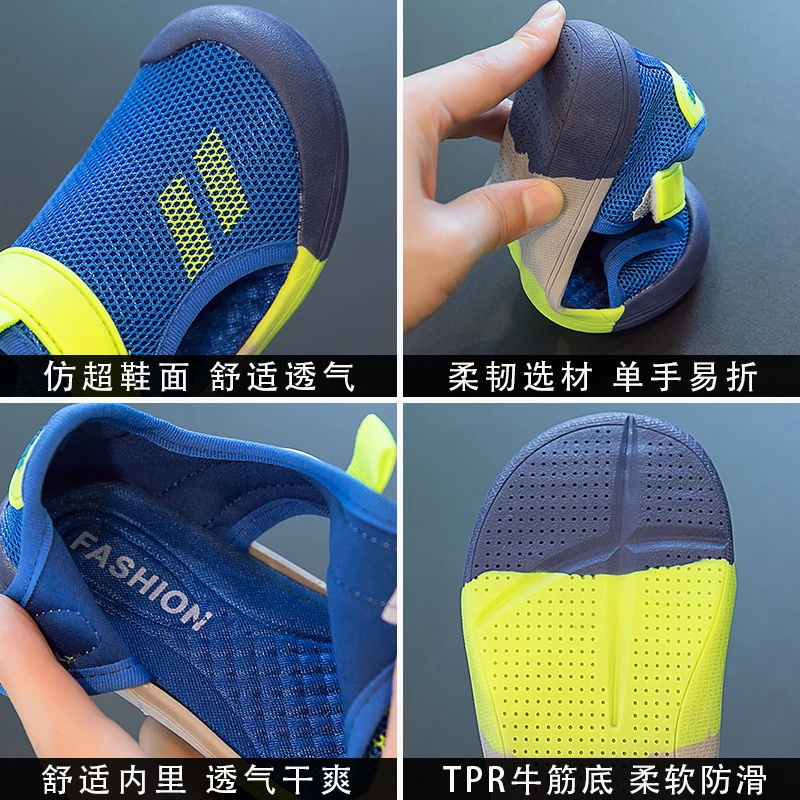 Baby Sports Sandals New Fashion Kids Shoes Girls Boys Pu Breathable Mesh Mix Color Anti-slip Beach Toddler Sandal Children Shoes