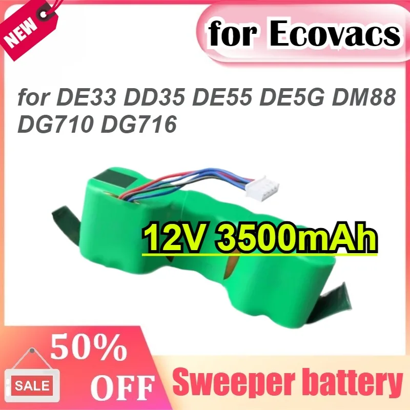 

12V 3500mAh Ni-MH Battery for Ecovacs Robotic Vacuum Cleaners for DE33 DD35 DE55 DE5G DM88 DG710 DG716 Sweeping Robot Battery