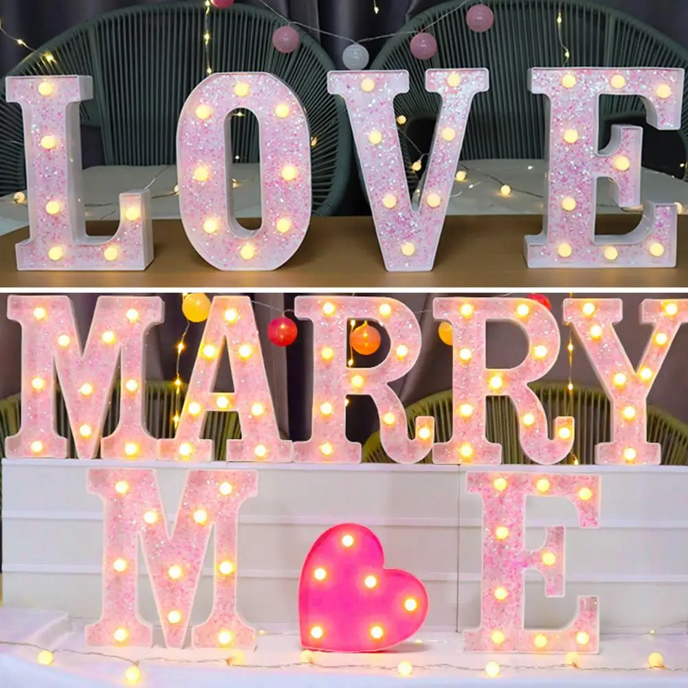 

LED Marquee Letter Lights Glitter Alphabet Sign with Hanging Hole LED Light Night Light Party Wedding Home Decoration