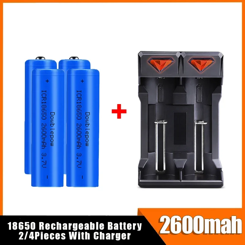 18650 Battery With Charger 2600mah 3.7V Rechargeable Lipo Batteries For Electric Pointer Doorbell Flashlight Toy Lithium Battery