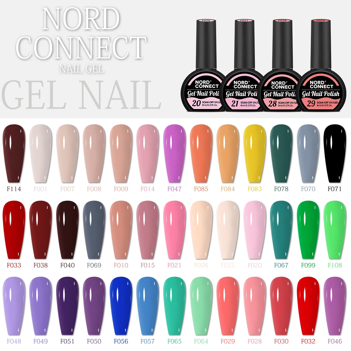 ยาทาเล็บเจลนีออนเรืองแสง 0.27 ออนซ์ - ไม่มีกลิ่น แบบกึ่งถาวร ลอกออกได้/เจล LED หลากสีสันสดใสสำหรับ Ma