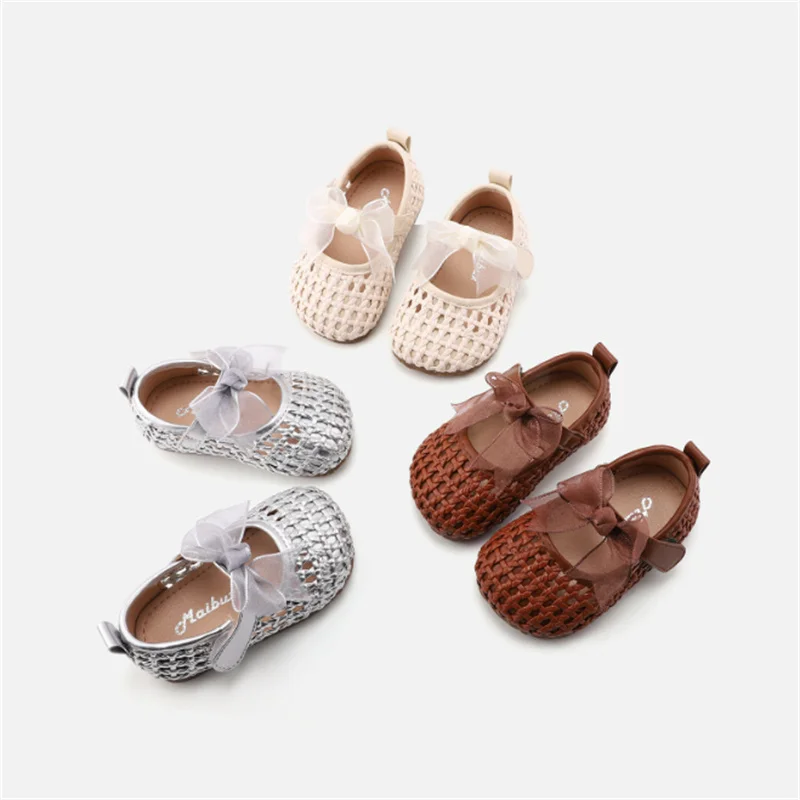 2026 New Summer Baby Shoes For Girls Leather Hollow-out Princess Shoes Closed Toe Fashion Toddler Kids Sandals EU 16-26