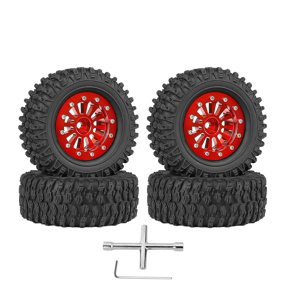 

4pcs 65mm 1.3" Metal Beadlock Wheel Tire Set For 1/18 1/24 RC Crawler Car TRX4M SCX24 AX24 FCX24 Upgrade Parts