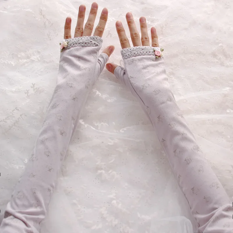 Summer Lace Gloves Sunscreen Arm Sleeve Gloves Sunscreen Long Lace Fingerless Mittens Covered Scar Elastic Sleeve Driving Gloves