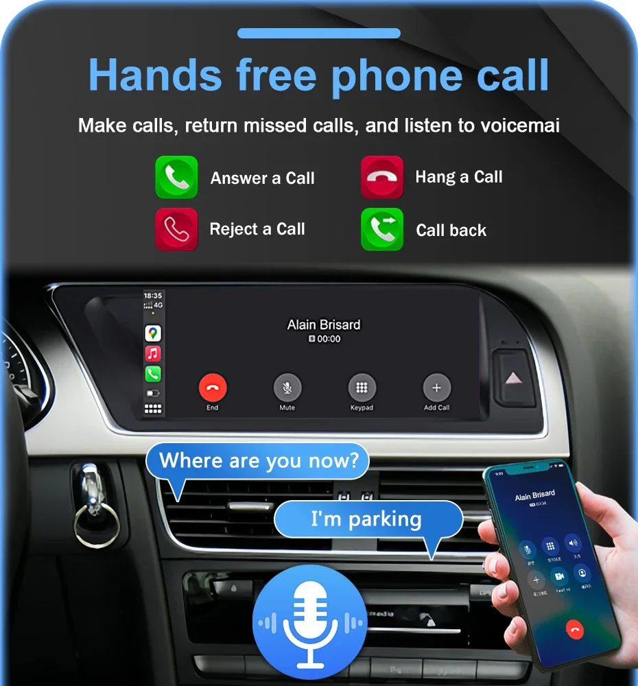 8,8' Linux Multimedia-Bildschirm, kabelloses CarPlay, Android Auto, Autoradio für Audi A5 2009-2016, AutoLink, AirPlay, Bluetooth, Navigation – Detail 15