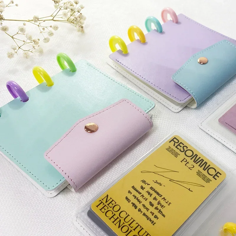 Fromthenon Macaron 3.5 Inch Card Storage Album Mushroom Hole Loose Leaf Mini Card Collection Album Office Stationery Supplies