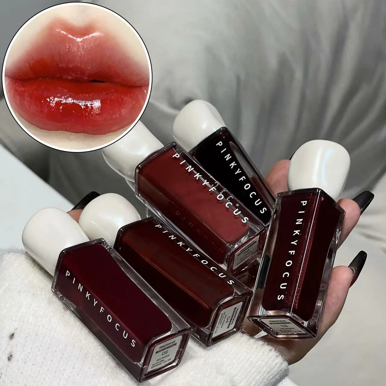 Pinkyfocus Mirror Lip Glaze - كوب مرطب، يدوم طويلاً، غير لاصق، يضيء لون البشرة، ملمع شفاه مقاوم للماء يخلق شفاه مرطب وممتلئ، مناسب لجميع ألوان البشرة، هدية العيد #1