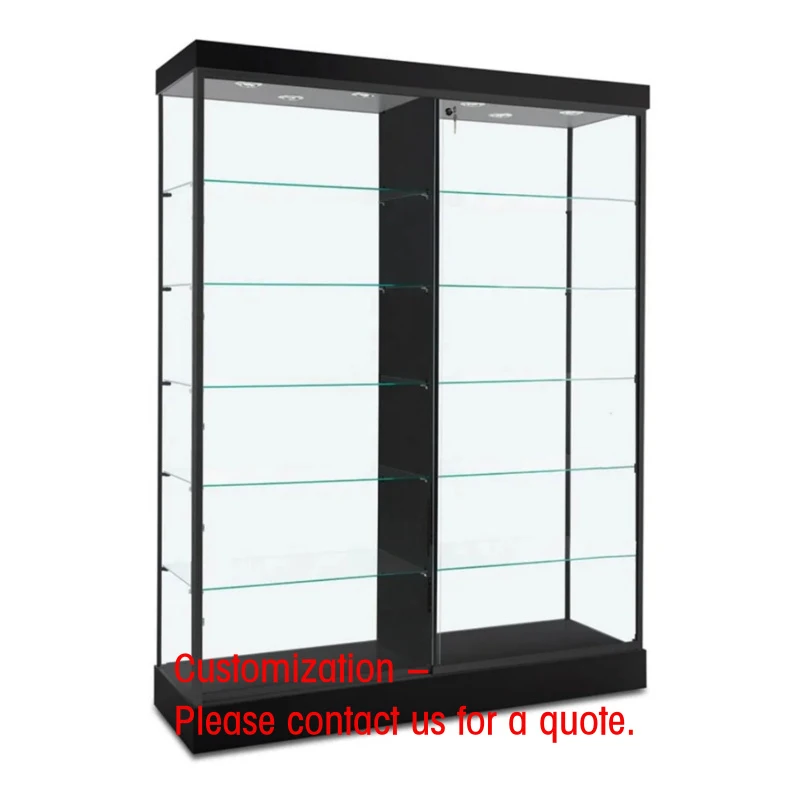 

custom.Customization Wall Glass Corner Showcase Transparent Tempered Glass Shelves Wooden Glass Display Showcase Commercial