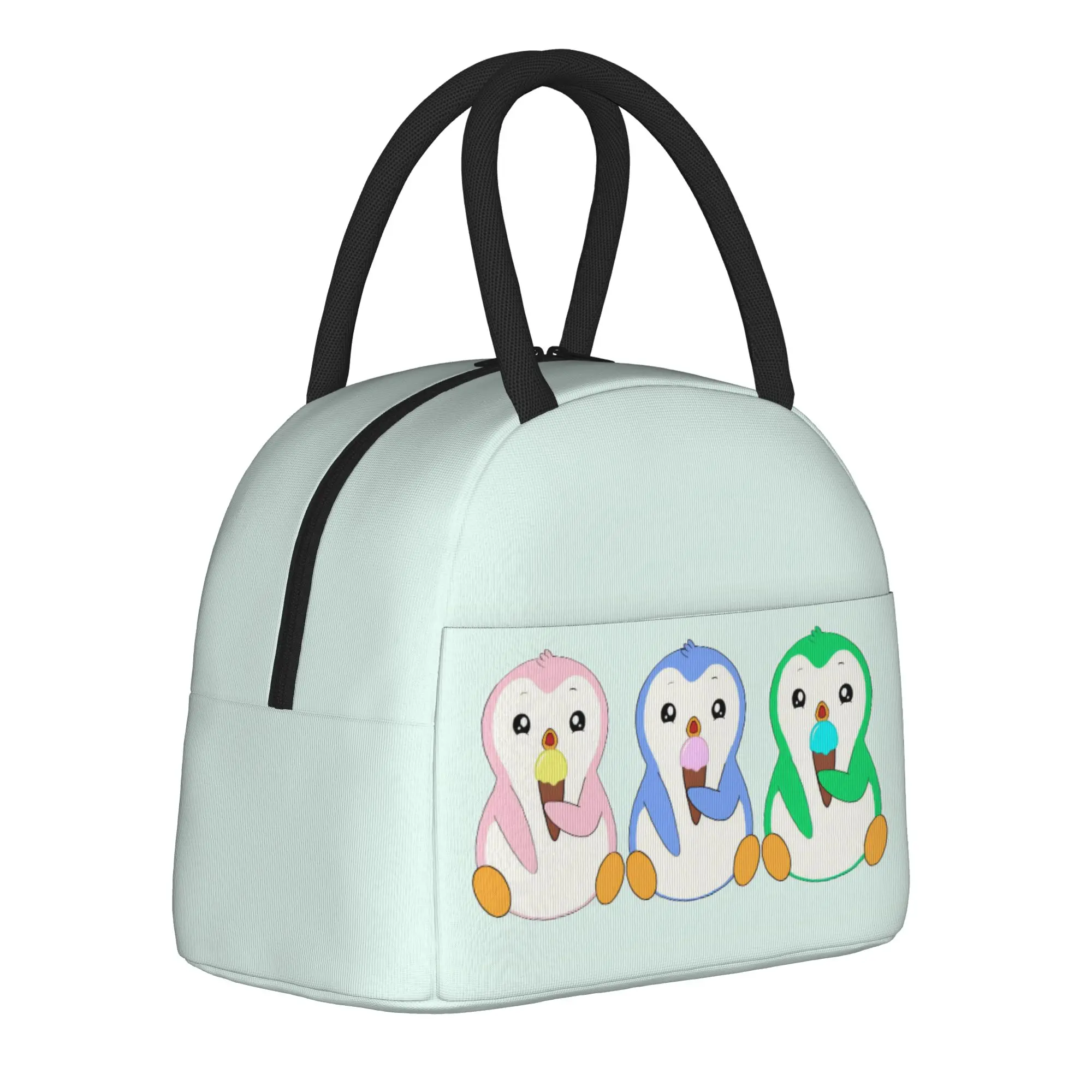 P-Pudgy Penguin Insulated Lunch Bag Portable Cute Cartoon Meal Container Cooler Bag Tote Lunch Box Beach  Travel Men Women