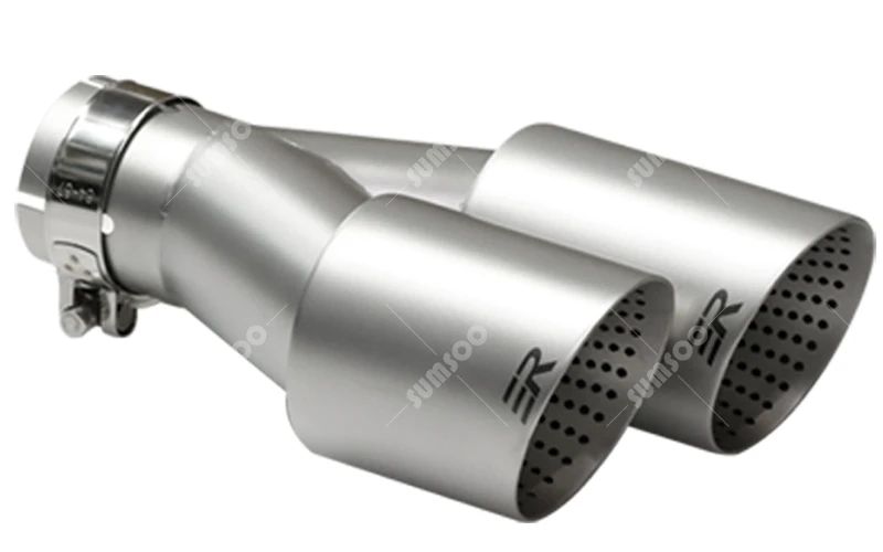 1 Stücke Doppel Matt Edelstahl Auto Schalldämpfer Spitze Auspuff Spitze System Rohr Universal Auspuff Spitze 60 63 für GTI MK7 Golf7 Düse – Detail 6
