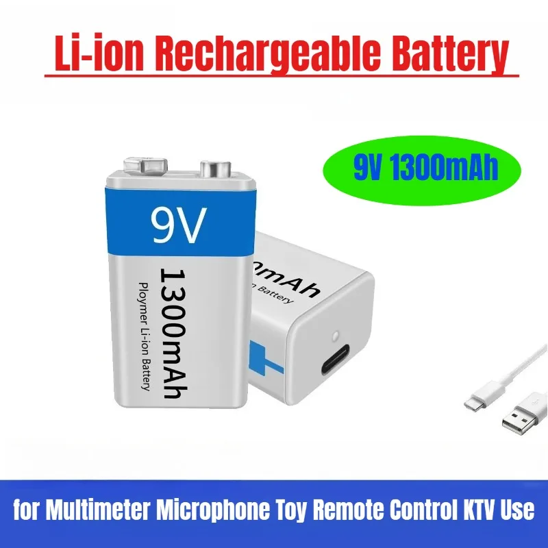9 فولت 1300 مللي أمبير بطارية ليثيوم أيون قابلة للشحن مايكرو USB بطاريات 9 فولت ليثيوم لعبة ميكروفون متعدد التحكم عن بعد KTV استخدام