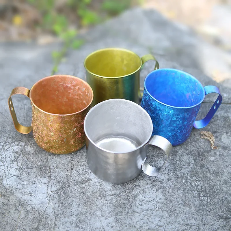 320ml Pure Titanium Beer/Coffee Mug/Water Cup With Handle For Outdoor Travel,Colorful,Single-layer,Antibacterial,Fresh-keeping