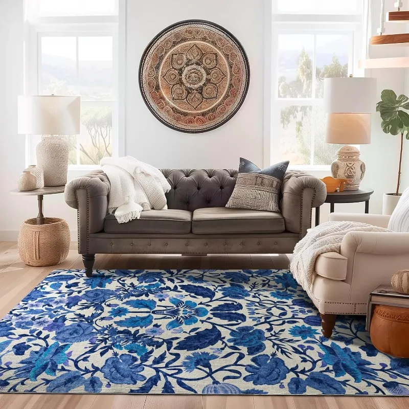 

Коврики для гостиной 8x10, внутренние и уличные коврики из искусственной шерсти в стиле бохо с цветочным принтом, моющиеся коврики для входа в спальню, столовую