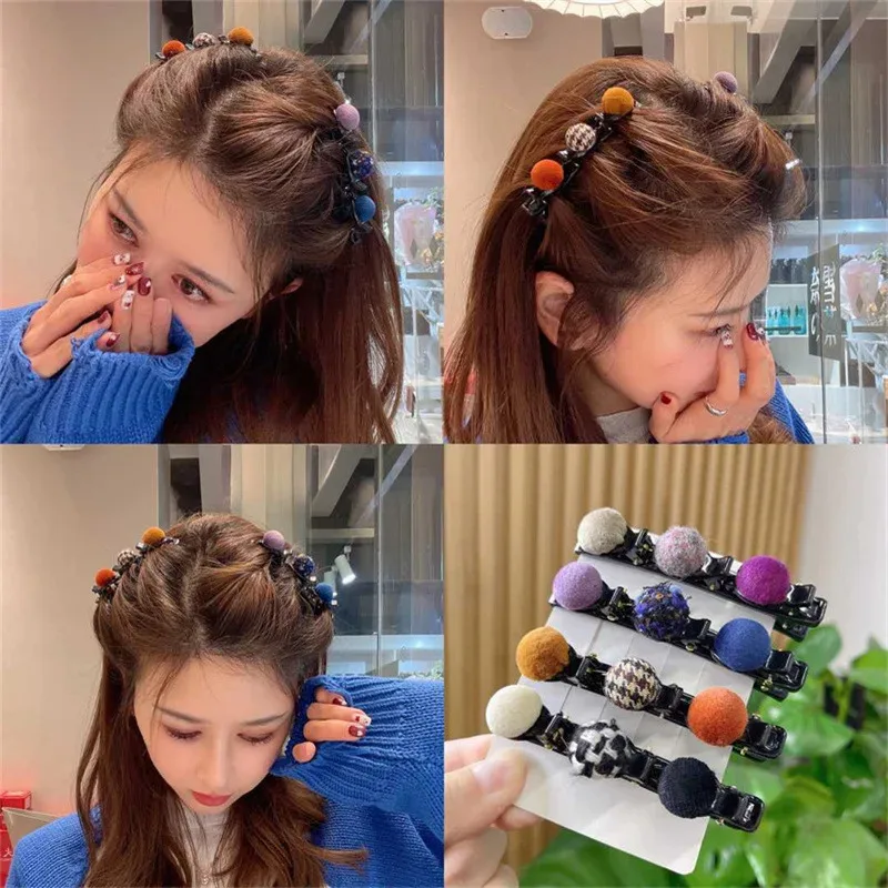 1/2/5/10PC Fashion Velvet Braided Hair Finishing Side Clip Sparkling Crystal Stone Braided Hair Clips Forehead Bangs Clip
