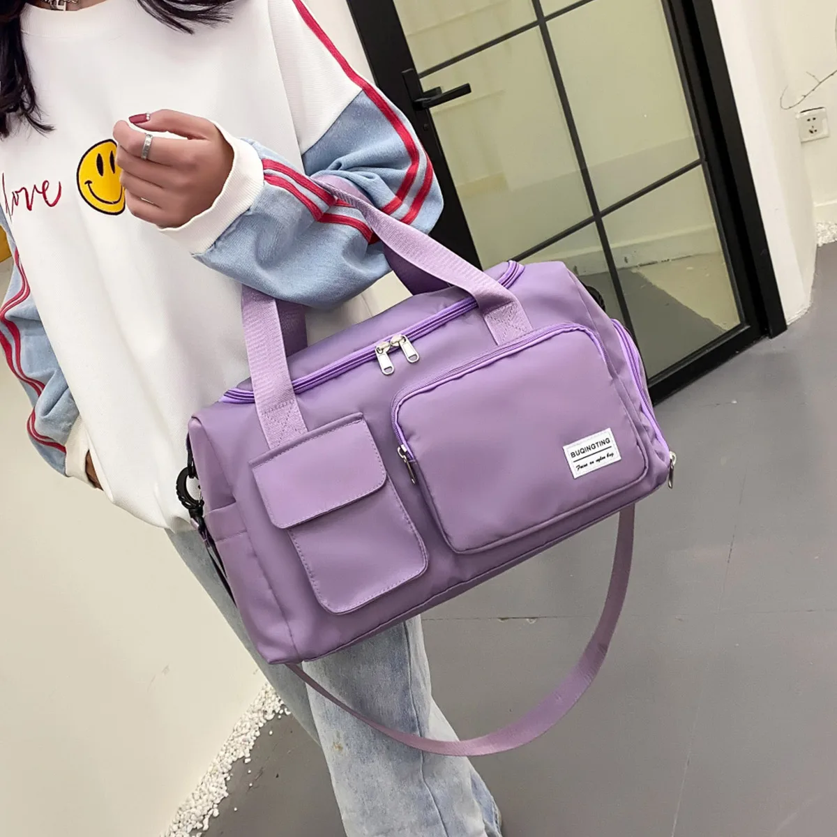 Unixinu Carry on Travel Bag Large Capacity Weekender Overnight Duffle Bags with Shoe Compartment Sports Fitness Bags for Women image 3
