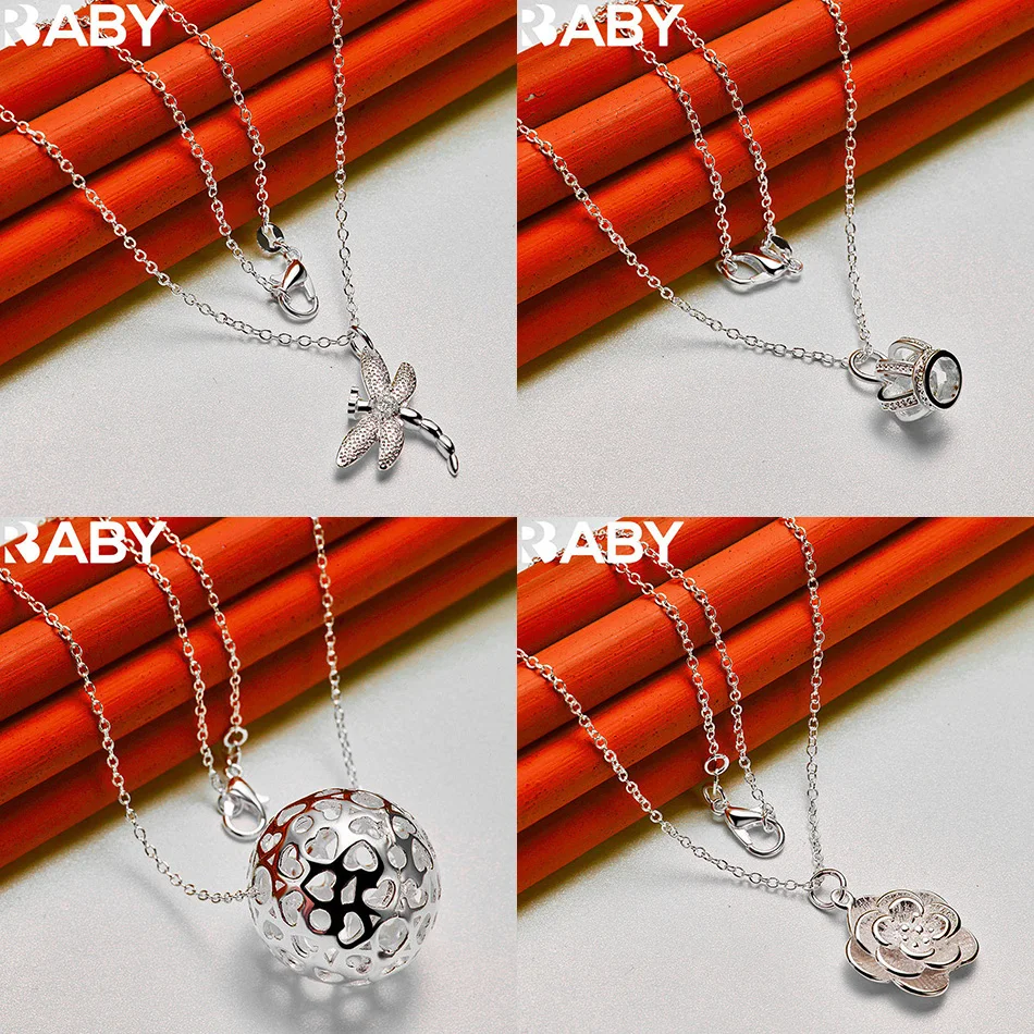 

URBABY 40-75cm 925 Sterling Silver Design Pendant Necklace For Women Men Charm Trend Birthday Gifts Fashion Party