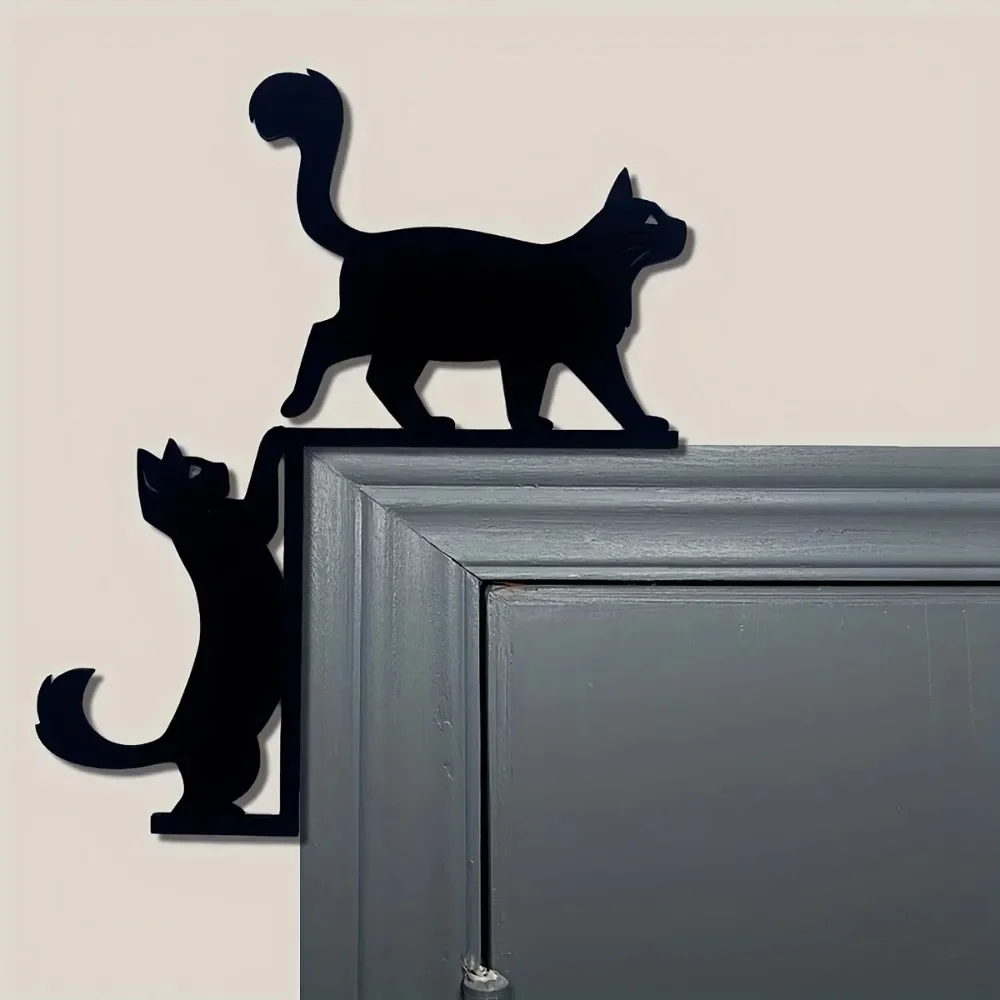 CIFBUY Iron Wall Art Vintage Black Cat Metal Sculpture Rustproof Hanging Plaque Home Farmhouse Pantry Patio Decor Sign