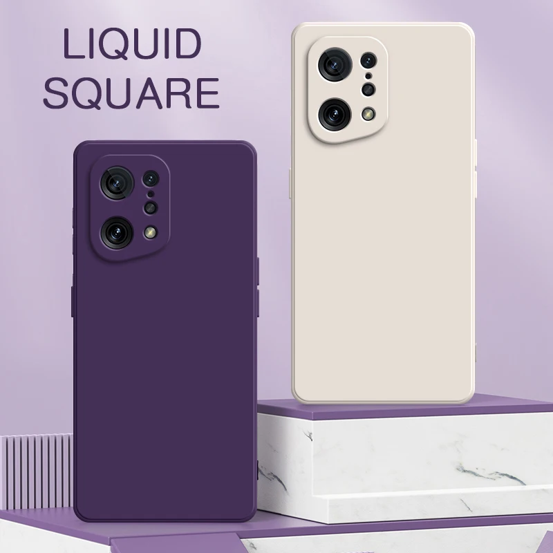 Square Liquid Silicone Case for OPPO Find X2 X3 X5 Pro Neo Lite 5G Camera Protective 360 Shockproof Soft Phone Back Cover X5Pro