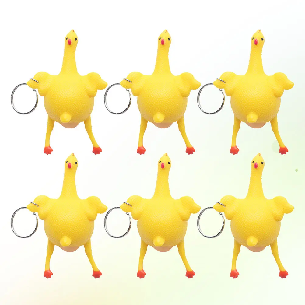 

6Pcs Yellow Chicken Shaped Keychains Creative Funny Key Holder Key Decoration Stylish Small Gift for Kids Small Gift