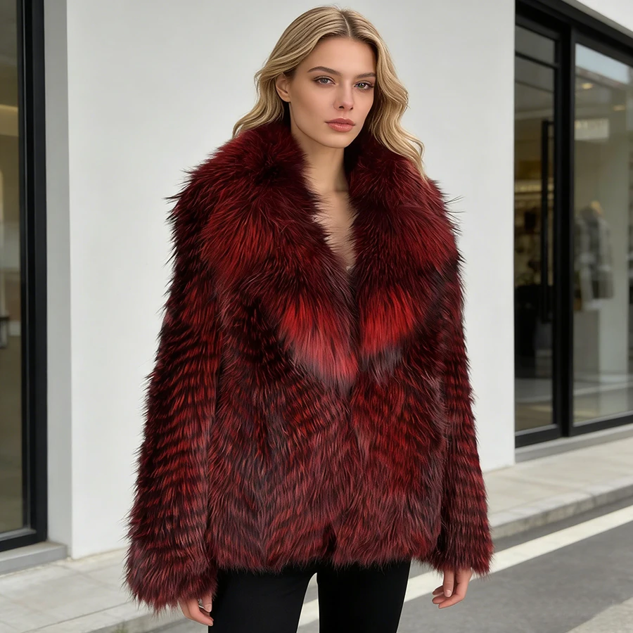 

Пальто из натурального меха лисы: Куртка из натурального меха чернобурки с воротником, женская зимняя куртка, хит продаж, верхняя одежда из натурального меха