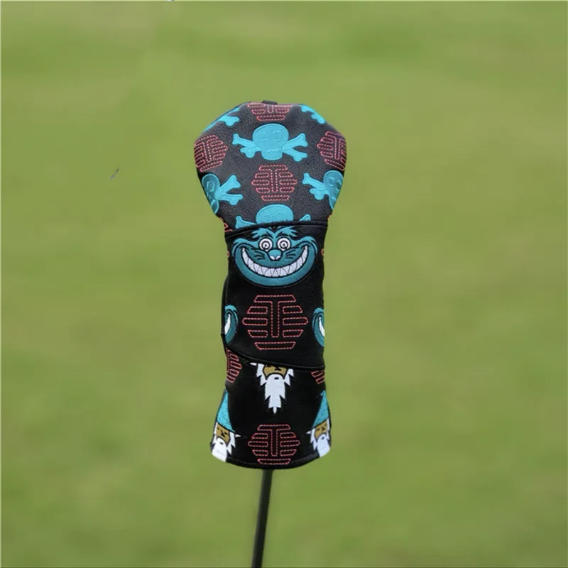 skull Golf Club #1 #3 #5 Wood Head covers Driver Fairway Woods Cover PU Leather Putter Headcover