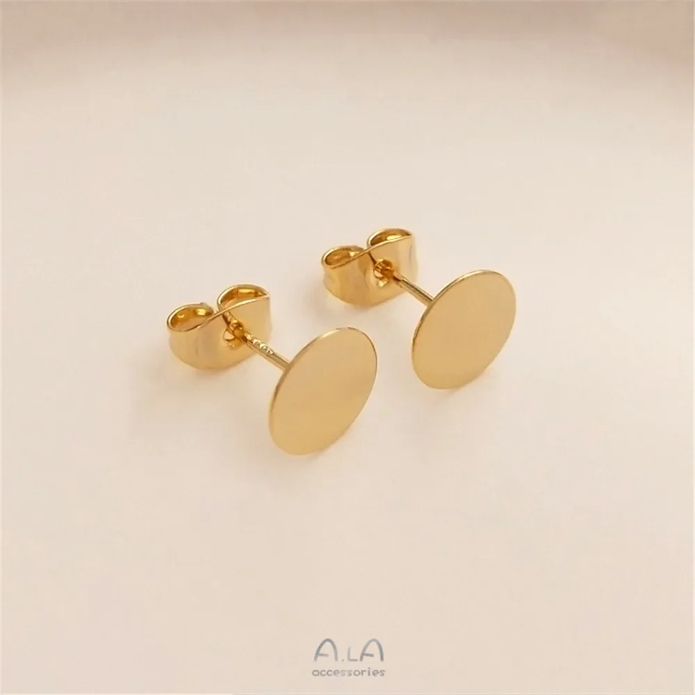 

14K Gold Plated Disc S925 silver needle with hanging flat ear studs Flat ear pins DIY handmade jewelry material