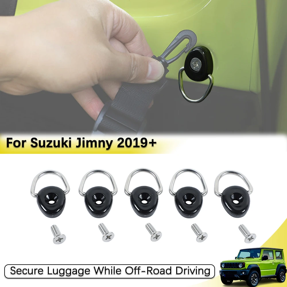Anéis de Amarração com Fivela D-Ring para Suzuki Jimny JB64 JB74 2019-2026, Parafuso Fixo para Porta-Malas, Gancho para Rede de Reboque, Acessórios Internos para Carro