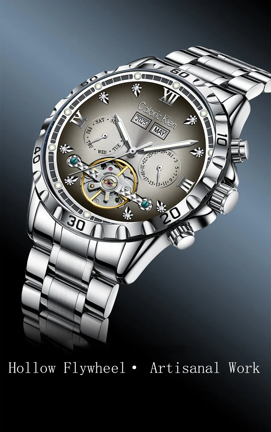 Men's Mechanical Watch with Tourbillon, Multifunction Dial, and Waterproof Design