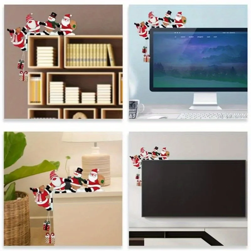 Hot Sale New Santa Door Corner Decor Christmas Cartoon Door Frame Decor Snowman Reindeer Wooden Pendant Party House Decor