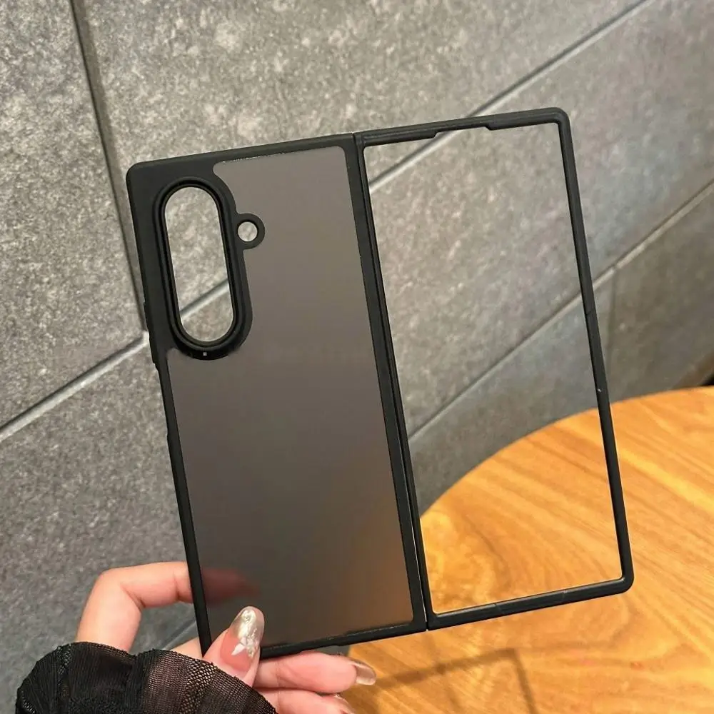 Funda trasera de teléfono transparente esmerilado de lujo para Samsung Z Fold 7 6 5 4 botón independiente suave marco completo parachoques cubierta antideslizante