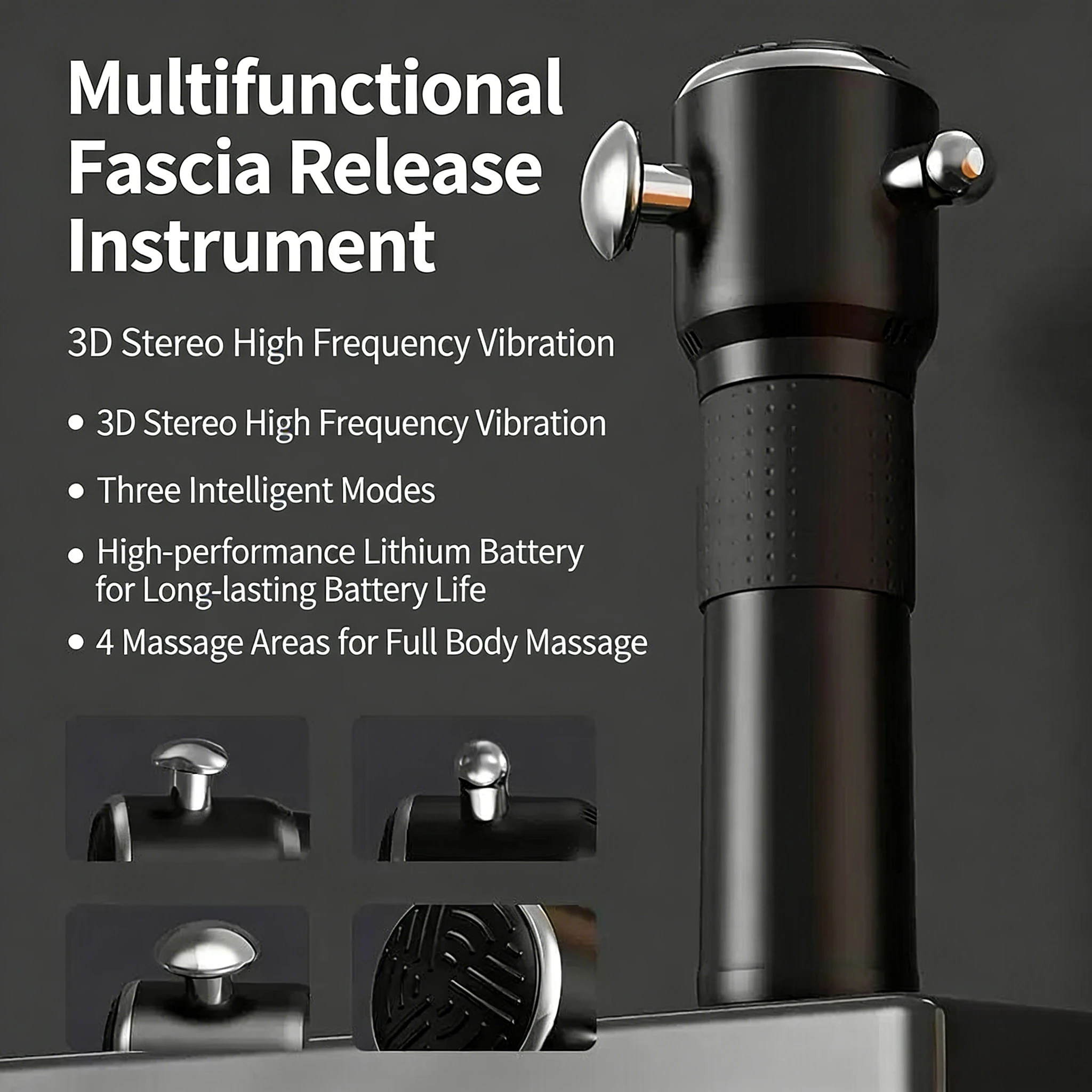 

Multi-function Fascia Release Instrument Three-dimensional High-frequency Vibration 4 Massage Areas Full Body Massage 3 Gears