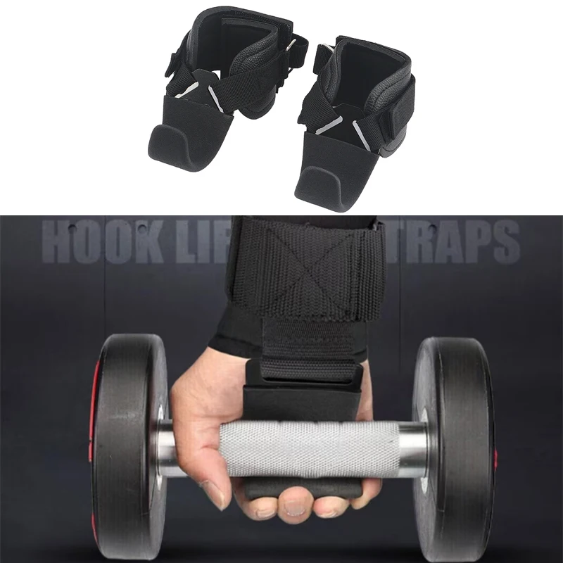 New 1/2Pcs Leather Weight Lifting Hook Gym Fitness Weightlifting Non-slip Heavy Duty Steel Strong Load Capacity Wrist Strap Hook