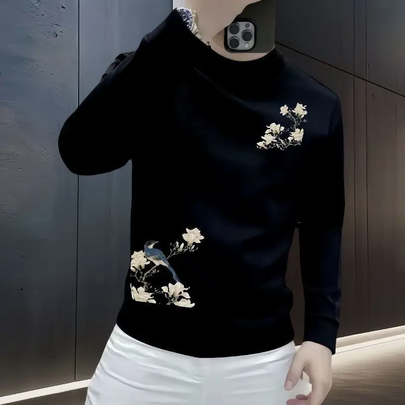 New Trendy Brand Printed Sweatshirt Men's Fashion Pullover Round Neck Long Sleeve Casual Versatile Top