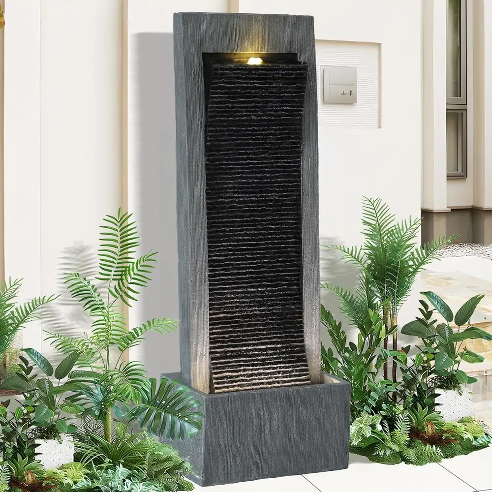 

H Water Fountains Outdoor Garden Decor - Water Fountains and Waterfalls Outside, Large Indoor Floor Standing Resin Fountain Feat