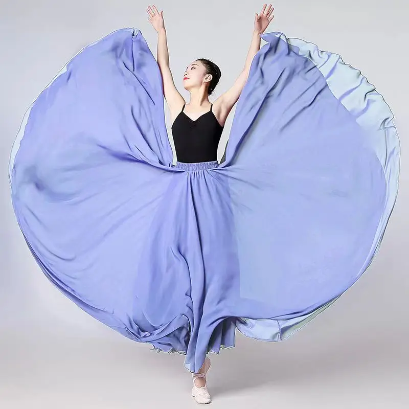 720 Degree Chiffon Skirt Ballet Belly Dance Women Gypsy Double-layer Long Skirts Dancer Practice Wear Stage Performance Skirts