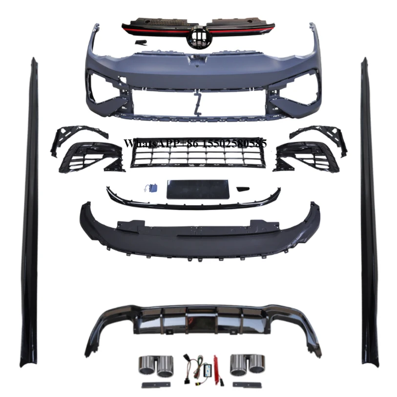 

For VW Golf 8 Upgrade to R 2020- Bumper Guard Car Grills Car Spare Parts Retrofit Body Front Bumper Assy