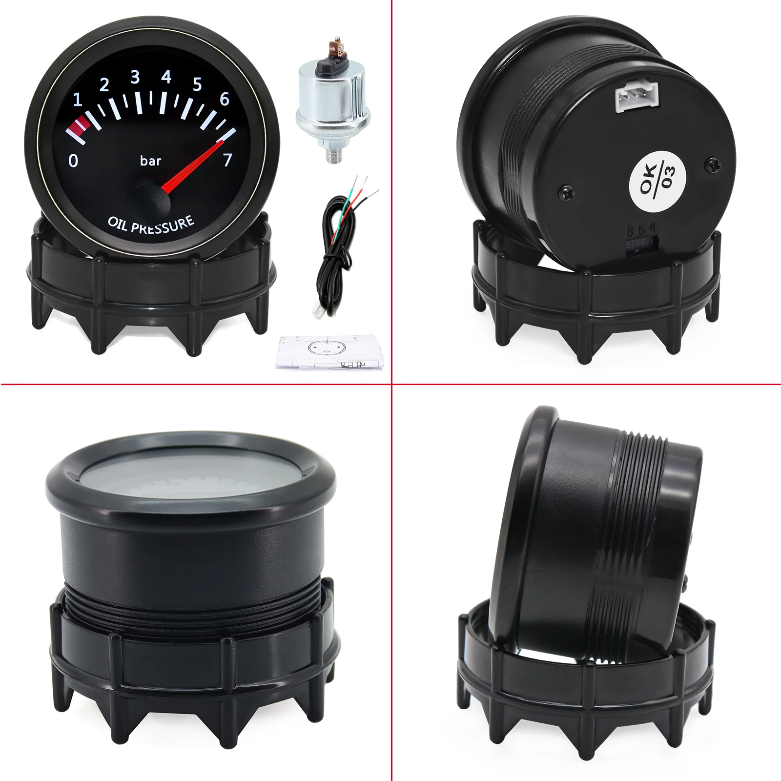 2'' 52mm Rennwagen-Anzeigeinstrumente: Wassertemperatur, Öltemperatur, Voltmeter, Öldruck, Vakuum, Ladedruck, Luft-Kraftstoff-Verhältnis, EGT-Messgerät – Detail 19